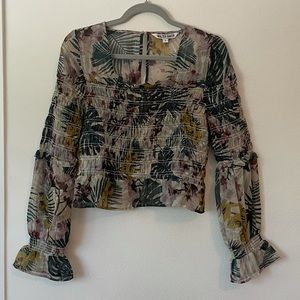Walter Baker Metallic Pinstripe Floral Blouse